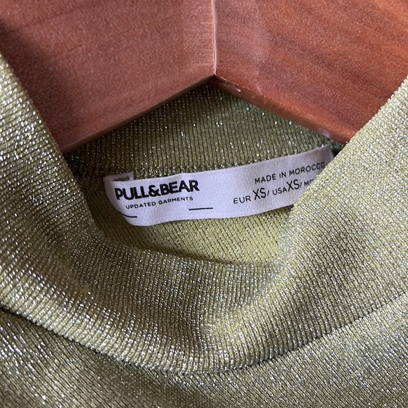 Pull&Bear one sleeve lime green shimmery dress - Picture 4 of 8